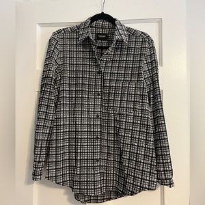 Rachel Comey White & Black Elastic Button Down Shirt Size 6